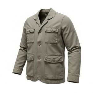 Converse One Star Utility Jacket Khaki Canvas Button Pocket Workwear Men Medium